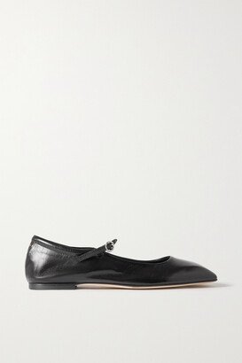 Uma Leather Mary Jane Ballet Flats - Black