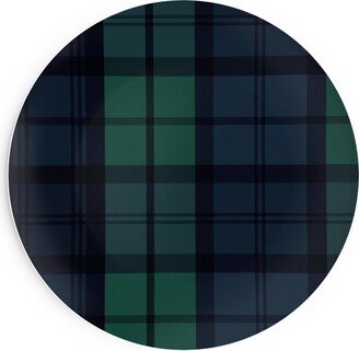 Salad Plates: Dark Green Plaid Salad Plate, Green