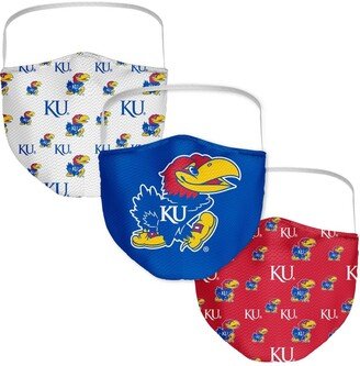 Multi Adult Kansas Jayhawks All Over Logo Face Covering 3-Pack