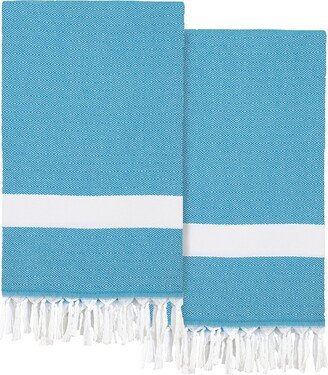 Set Of 2 Diamond Turkish Cotton Pestemal Beach Towels-AA