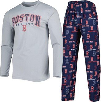 Men's Concepts Sport Navy, Gray Boston Red Sox Breakthrough Long Sleeve Top and Pants Sleep Set - Navy, Gray