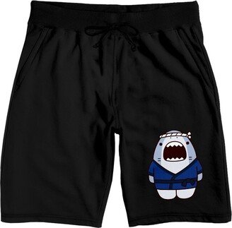 Samezu Shark Jaggy In Happi Coat Men's Black Sleep Pajama Shorts-Medium