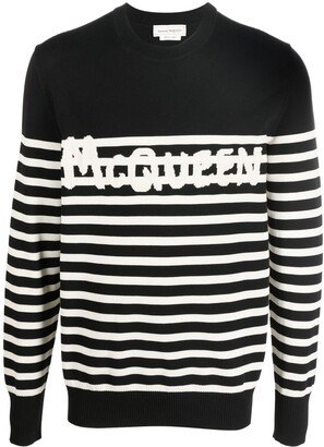 Logo-Knit Striped Cotton Jumper