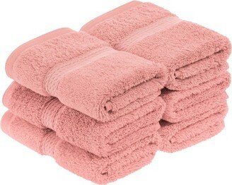 Solid Luxury Premium Cotton 900 GSM Highly Absorbent 6 Piece Face Towel/ Washcloth Set, Tea Rose by Blue Nile Mills