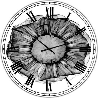 Designart Zinnia Montage Black & White X-Ray Large Cottage Wall Clock - 36 x 36