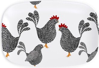 Serving Platters: Chick, Chick, Chickens - Neutral Serving Platter, White
