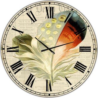 Designart Colorful Elegant Feather Iv Large Cottage Wall Clock - 36 x 36