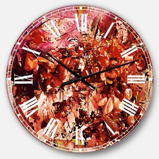 Designart Floral Oversized Round Metal Wall Clock on Wrapped Canvas