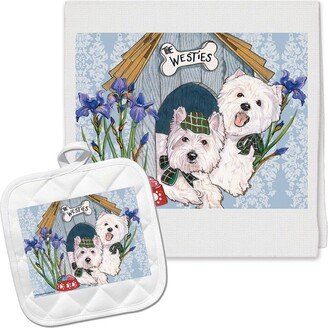 West Highland Terrier Westie Kitchen Dish Towel & Pot Holder Gift Set