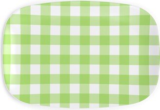 Serving Platters: Gingham Checks Serving Platter, Green