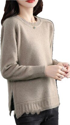 Generic Autumn Winter Women's 100% Mink Cashmere Sweater O-Neck Knitted Pullover Warm Long Sleeve Korean Women's Tops