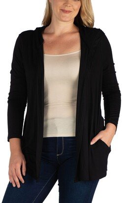 24seven Comfort Apparel Women's Plus Size Hooded Cardigan