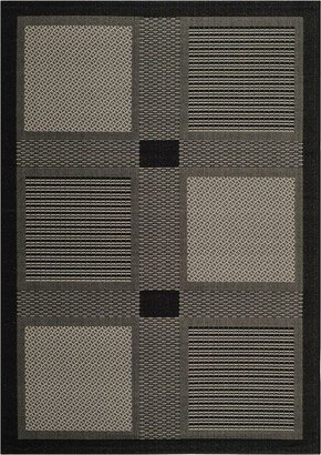 Courtyard Black and Sand 9' x 12' Sisal Weave Outdoor Area Rug - Black / Sa