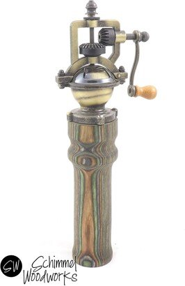 Antique Style Peppermill - Colorful Wood Pepper Mill