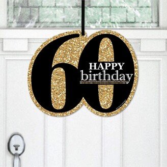 Big Dot Of Happiness Adult 60th Birthday - Gold - Hanging Porch Outdoor Front Door Decor - 1 Pc Sign