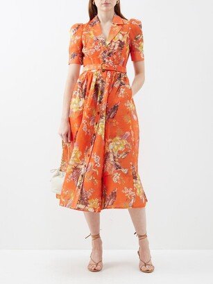 Matchmaker Floral-print Linen-blend Shirt Dress