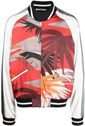 Palm Tree-Print Bomber Jacket-AA