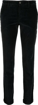 Velvet-Effect Slim-Cut Trousers-AA