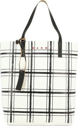 Graphic Printed Two-Toned Top Handle Bag