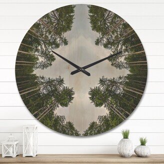 Designart 'Circle Composition of Coniferous Trees' Modern Wood Wall Clock