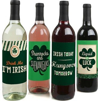 Big Dot Of Happiness St. Patrick's Day - Saint Patty's Day Decor - Wine Bottle Label Stickers - 4 Ct