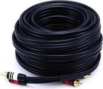 Monoprice Premium Two-Channel Audio Cable - 50 Feet - Black | 2 RCA Plug to 2 RCA Plug 22AWG, Male to Male