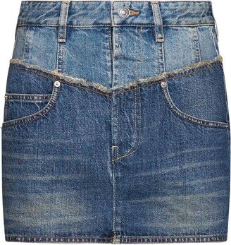 High-Waist Denim Mini Skirt-AA