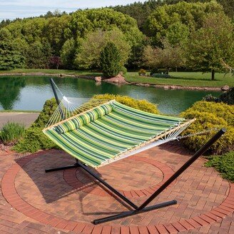 Sunnydaze Decor Sunnydaze 2-Person Quilted Spreader Bar Hammock and 15-Foot Stand - Melon Stripe