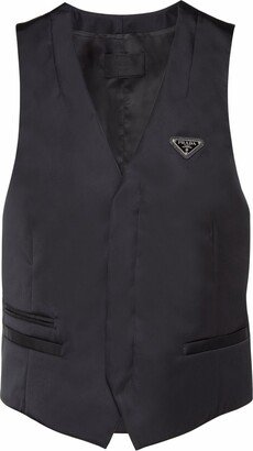 Re-Nylon triangle logo plaque waistcoat