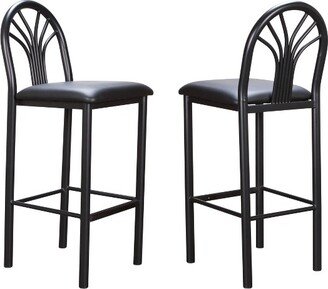 Set of 2 Thayer Faux Leather Padded Seat Barstool Black