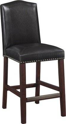 Carteret Brown Leather Counter Stool in Espresso - Comfort Pointe