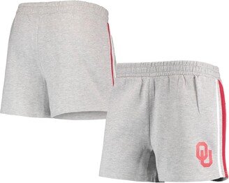 Women's Heathered Gray Oklahoma Sooners Plus Size 2-Stripes Shorts