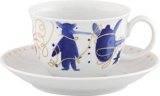 Folkifunki Teacups & Saucers, Set of 4