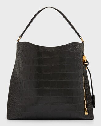 Alix Small Croc-Embossed Hobo Bag