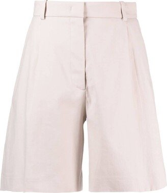 High-Waist Linen Blend Shorts