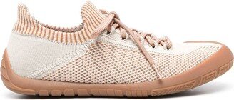 Path knitted lace-up sneakers