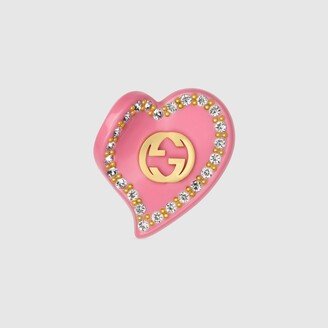 Interlocking G heart hair clip-AE