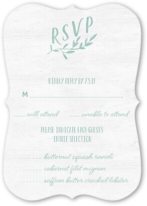 Rsvp Cards: Scripted Ever After Wedding Response Card, Green, Pearl Shimmer Cardstock, Bracket