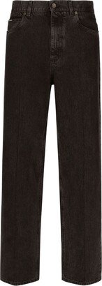 Dark-Wash Wide-Leg Jeans