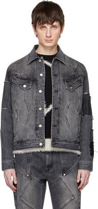 Black Patchwork Denim Jacket