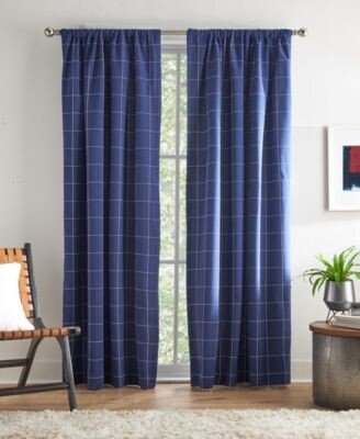 Big Check Pole Top Blackout 2 Piece Curtain Panel Collection