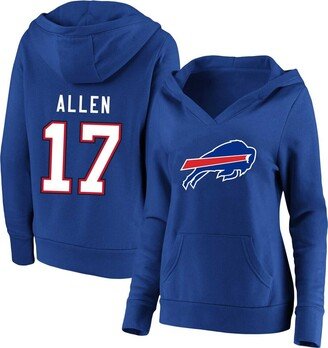 Women's Josh Allen Royal Buffalo Bills Plus Size Player Name and Number Pullover Hoodie