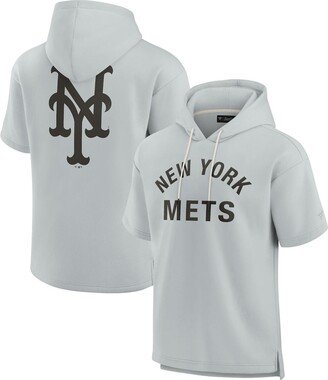 Men's and Women's Fanatics Signature Gray New York Mets Super Soft Fleece Short Sleeve Hoodie