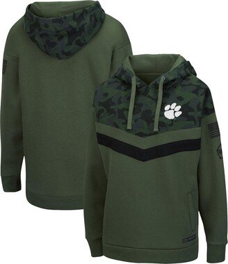 Women's Olive, Camo Clemson Tigers Oht Military-Inspired Appreciation Extraction Chevron Pullover Hoodie - Olive, Camo