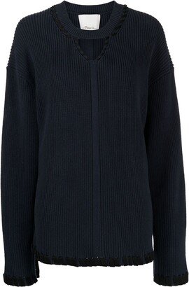 ribbed V-neck jumper