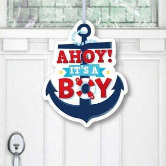 Big Dot Of Happiness Ahoy It's a Boy - Hanging Porch Baby Shower Outdoor Front Door Decor - 1 Pc Sign