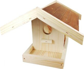 Bird Feeder House - Feeding Area Protection From Rain & Snow Made Of Pine Wood