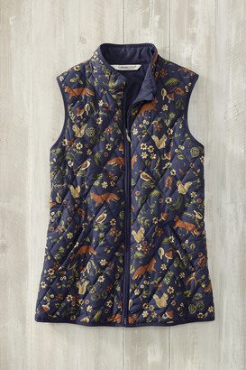 Women's Whimsical Wildlife Vest for All Seasons - Midnight Navy Multi - PS - Petite Size
