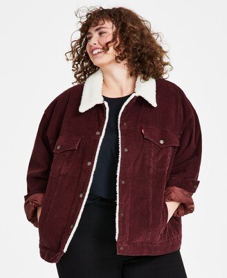 Trendy Plus Size '90s Cotton Sherpa Trucker Jacket