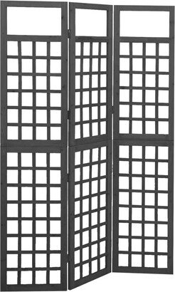 Global Pronex 3-Panel Room Divider/Trellis Solid Fir Wood Black 47.6